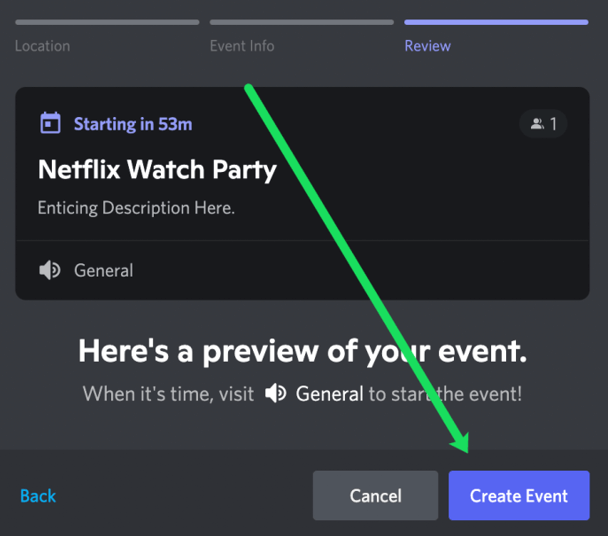 confirm create event