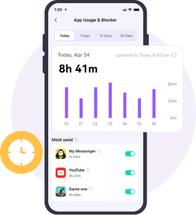 FamiSafe set screen time interface.