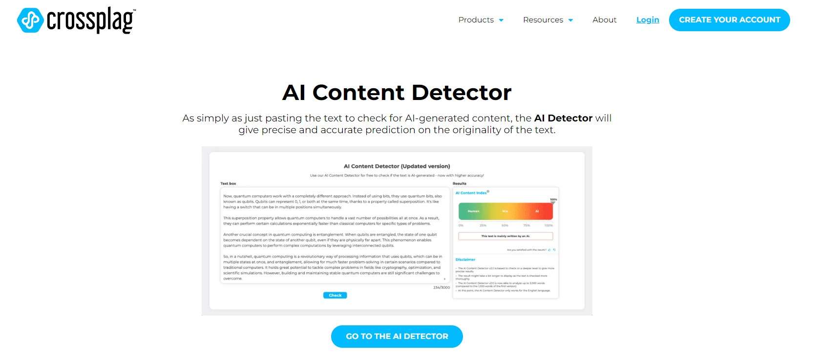  crossplag ai content detector interface