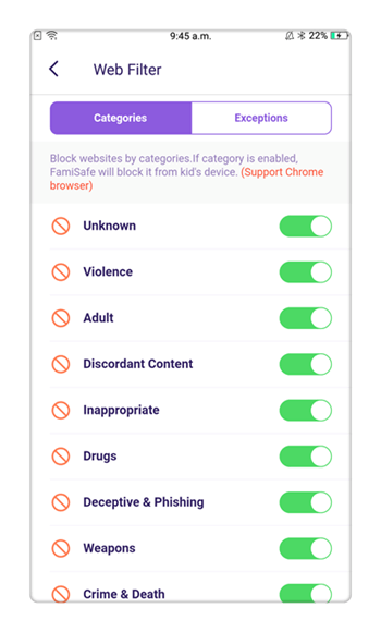 Web content filtering