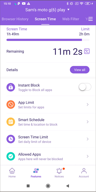 famisafe screen time block discord