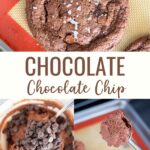 Double Chocolate Chip Cookies recipe made with semi-sweet chocolate chips and unsweetened cocoa powder. These chocolate chocolate cookies are rich and gooey and perfection when topped with flaky sea salt.