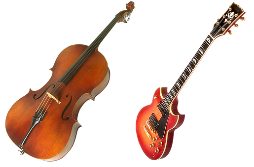 A Close Up Of A Violin And A Guitar