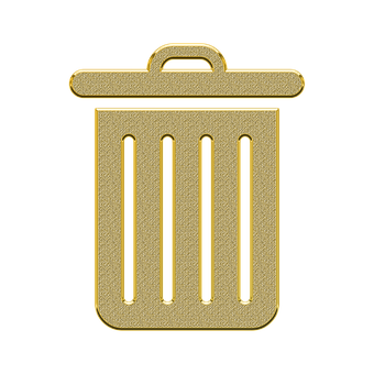 A Gold Trash Can With A Black Background