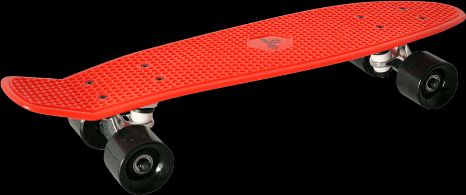 A Red Skateboard With A Black Camera