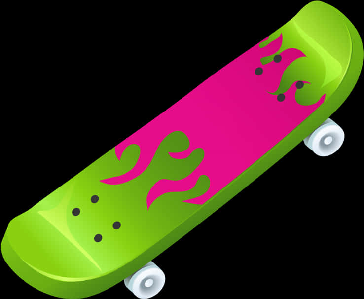 A Green And Pink Skateboard