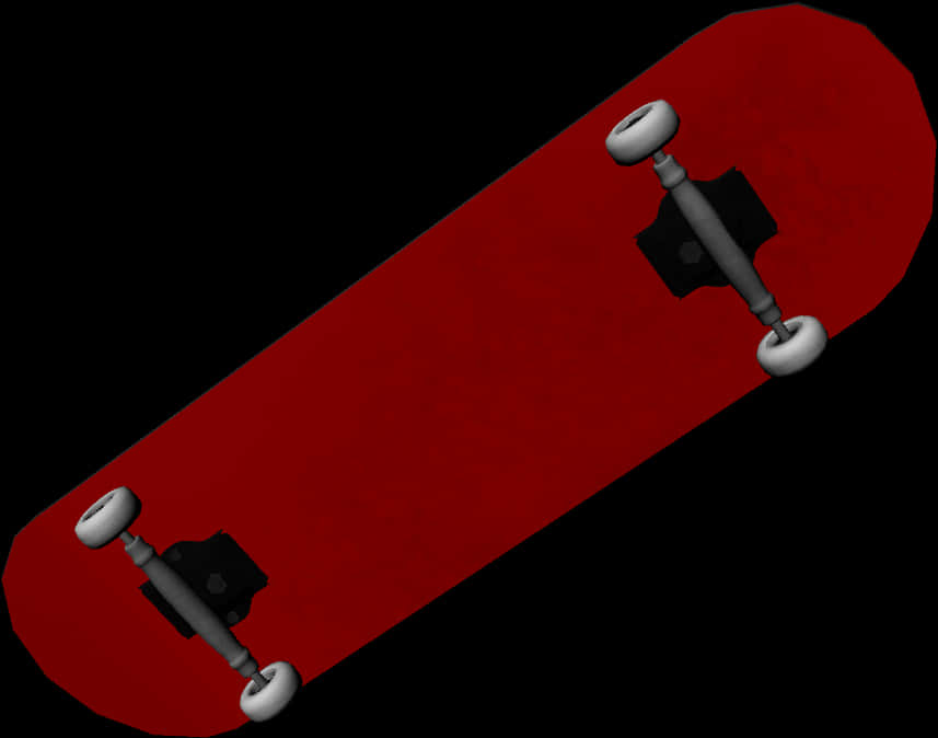 A Red Skateboard With White Wheels