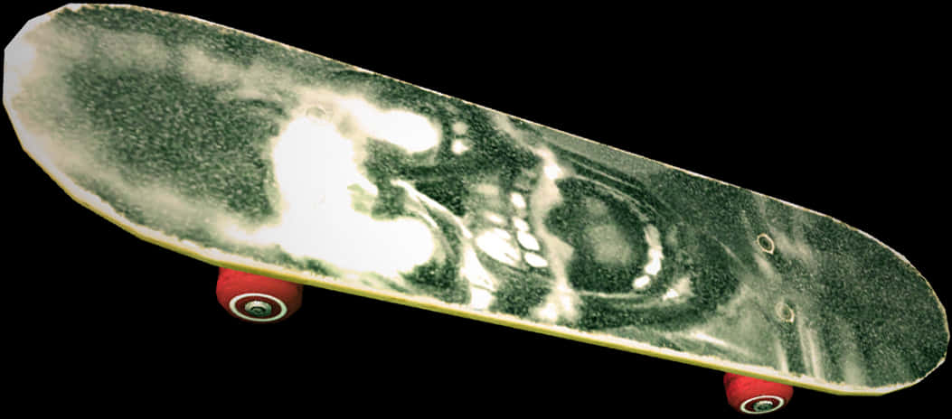 A Skateboard With A Skull Design