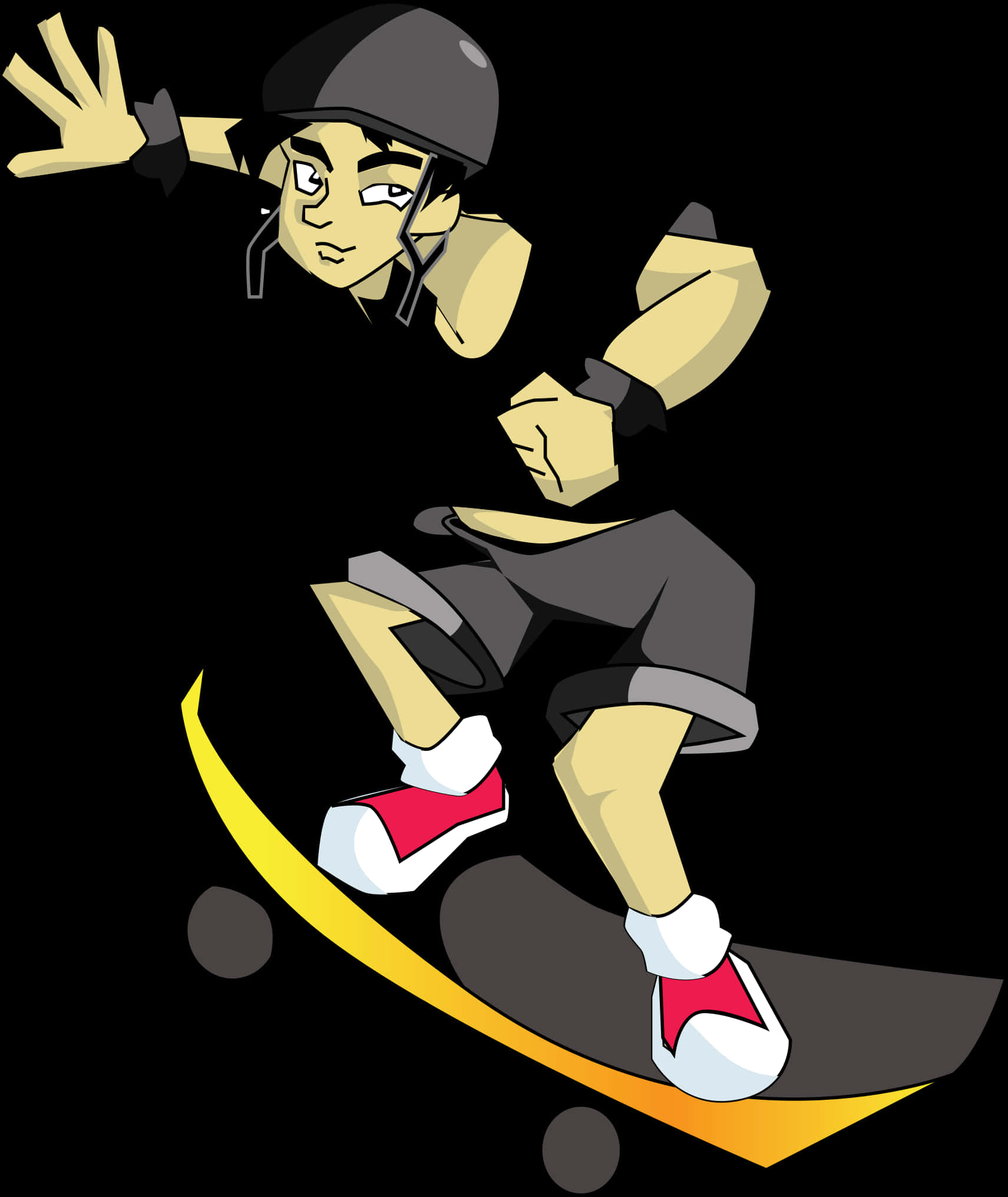 A Cartoon Of A Boy On A Skateboard