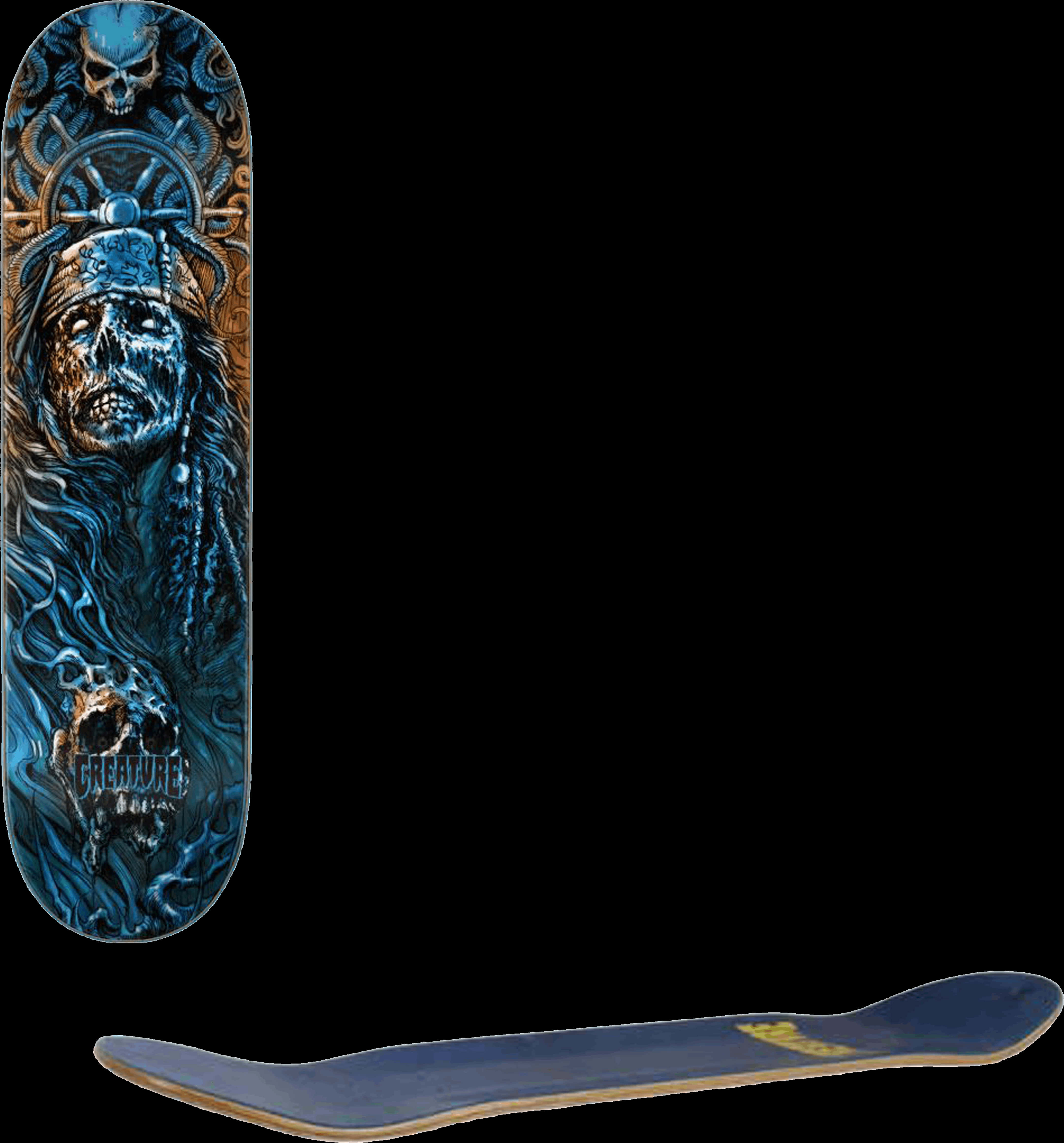 A Skateboard With A Skull On It