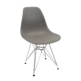 Silla plastica moderna patas metalicas gris