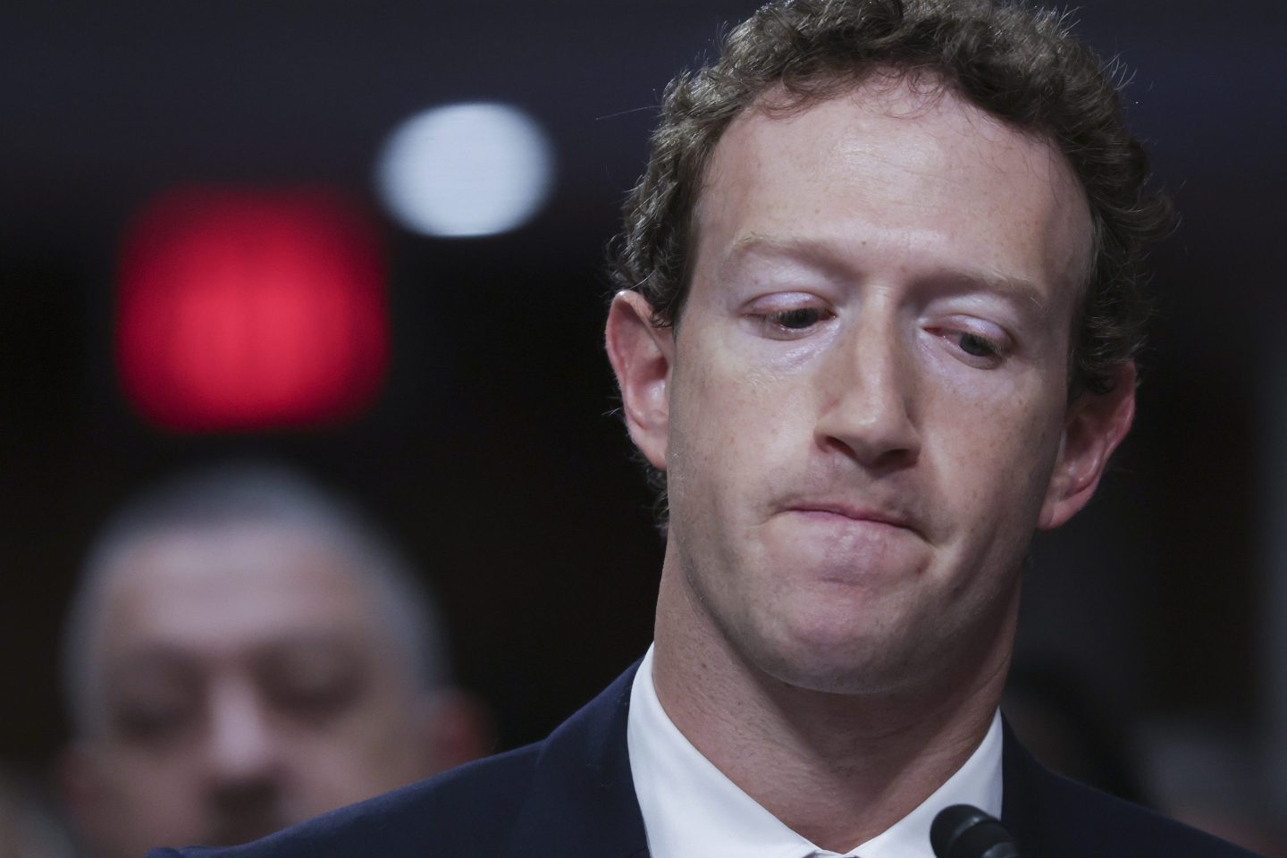 Mark Zuckerberg looks disappointed