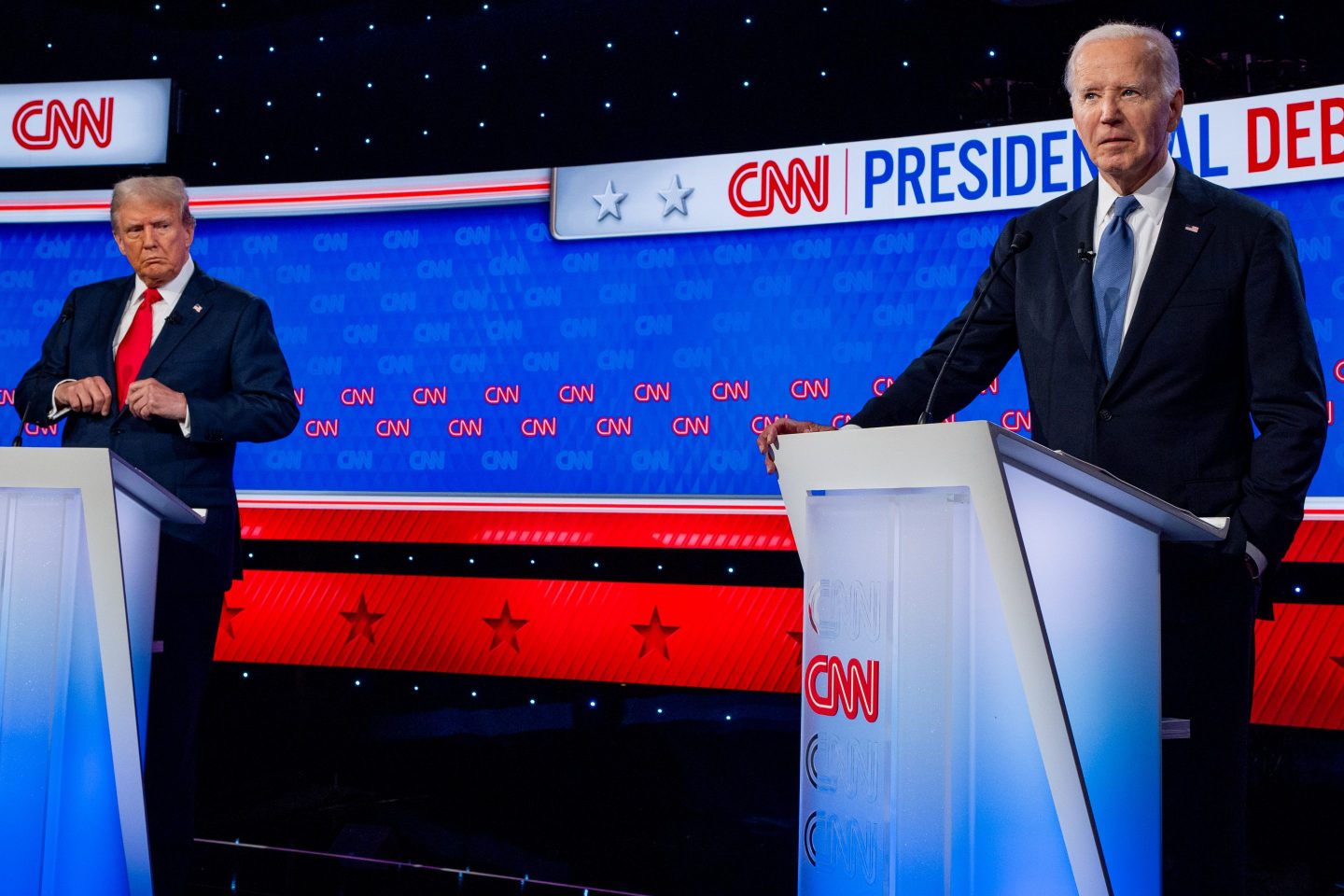 Donald Trump and Joe Biden, pictured at their June debate.