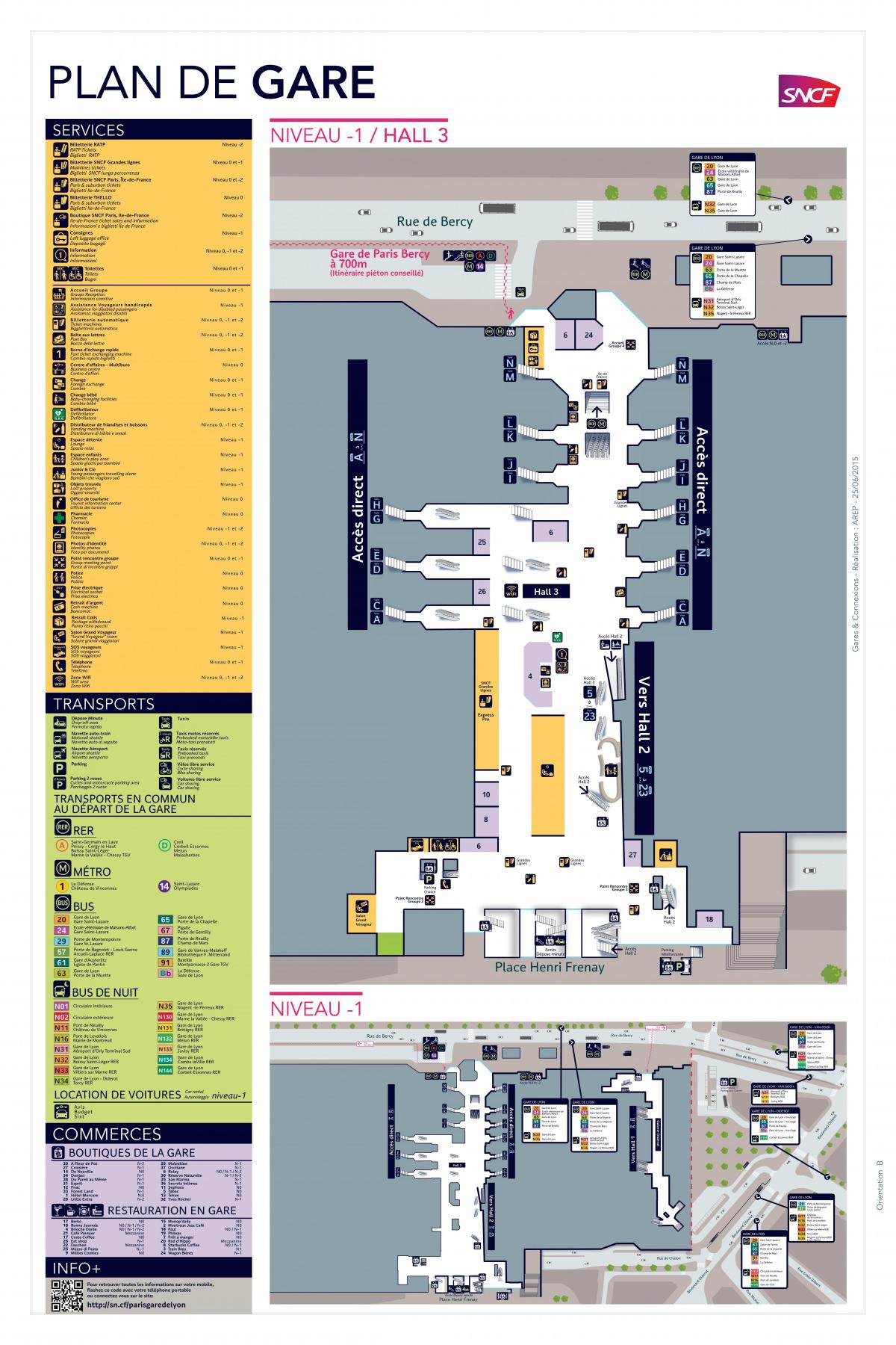 Carte Gare de Lyon Hall 3