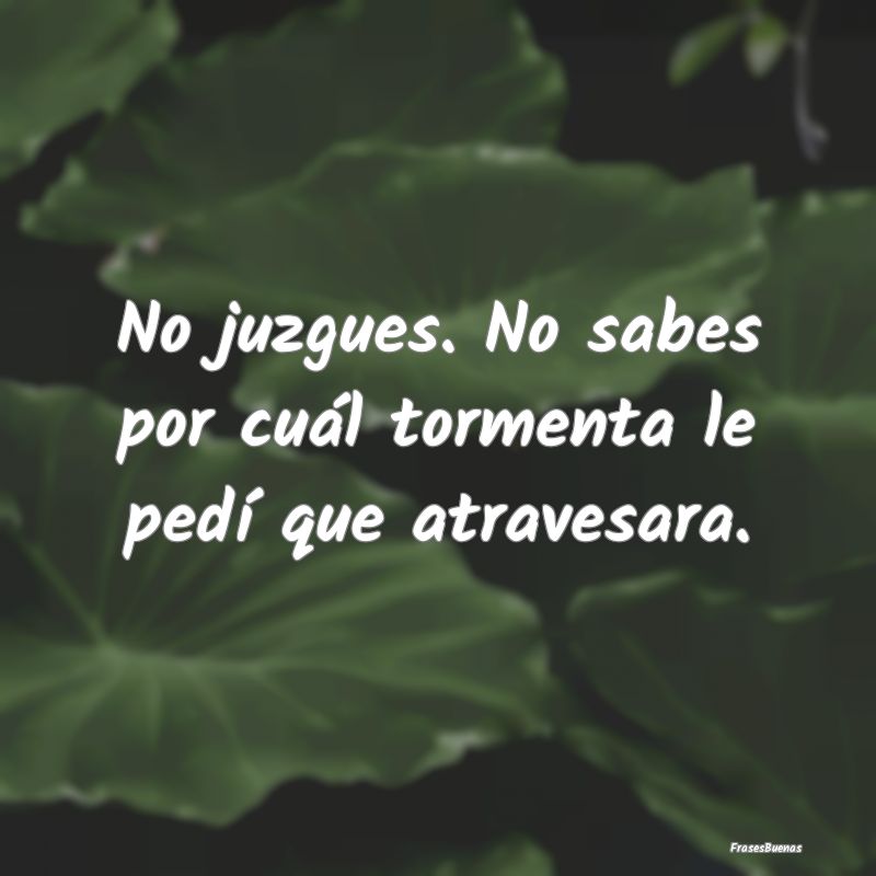 Frases de Fortaleza - No juzgues. No sabes por cuál tormenta le pedí q...