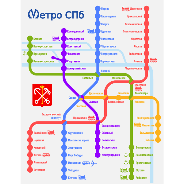 Saint Petersburg Underground Railway Map