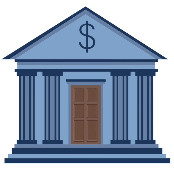 Bank building cartoon icon