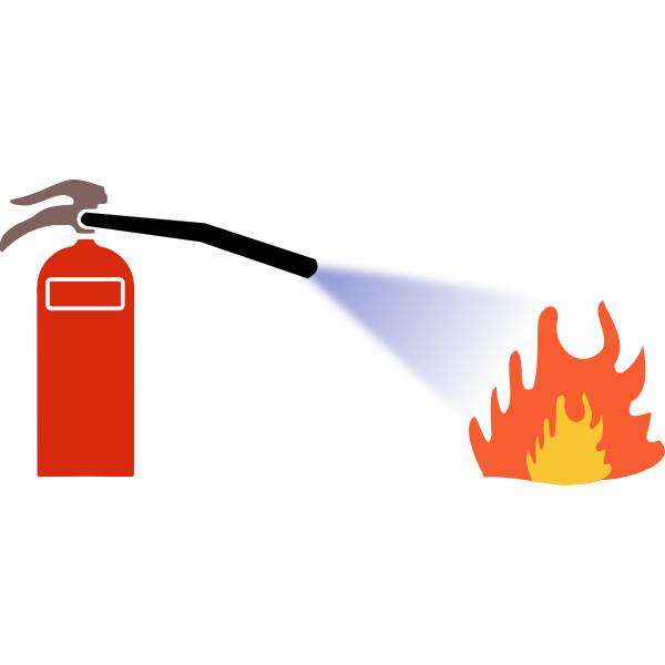 Fire extinguisher in use