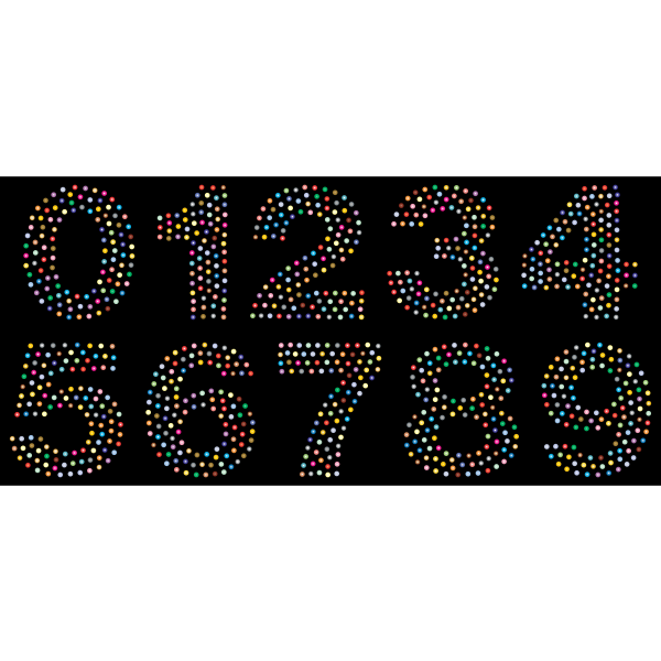 Numbers Circles Font Prismatic 2 With BG