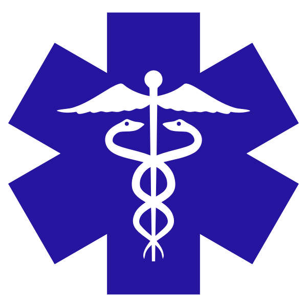 Caduceus On Blue Star Of Life