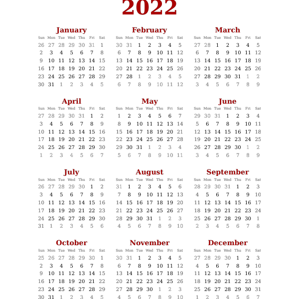 Calendar2022