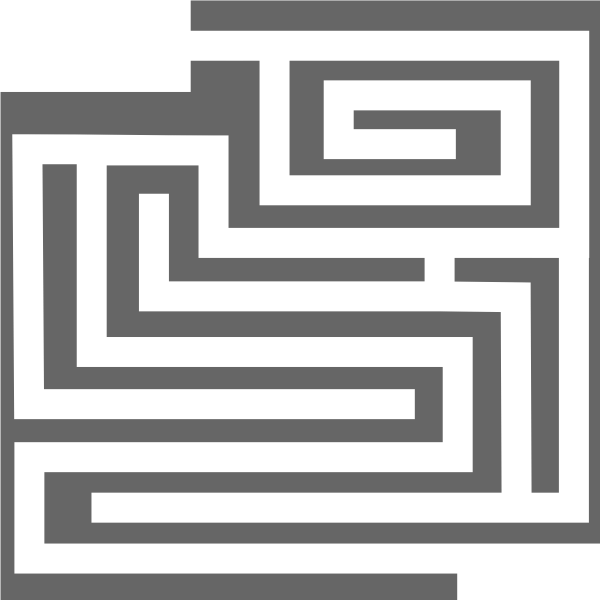 Grayscale image of a short labyrinth