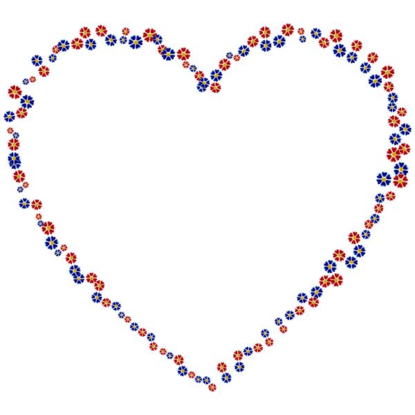 Red and blue floral heart