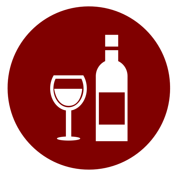 Wine bottle and glass icon