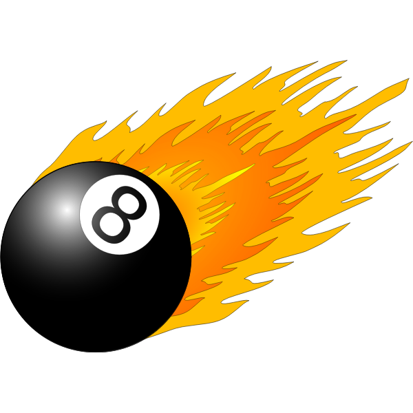 Billiard ball with flames vector