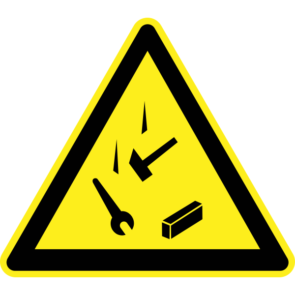 Falling tools hazard warning sign vector image