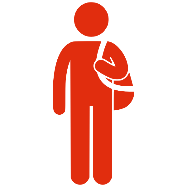 Silhouette vector drawing of man with bag