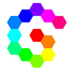 12 hexagon spiral rainbow