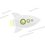 Vector graphics of flying rocket with green windows