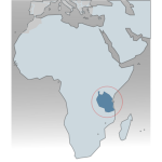 Tanzania circled on map of Africa vector image