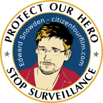 Protect our hero label against NSA vector illustration