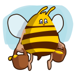 Cartoon bee carrying honey