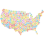 US map with numbers