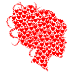 Female Head Profile Silhouette Hearts