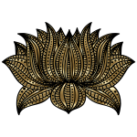 Decorative Lotus Line Art By AngelaRoseMS2 Gold