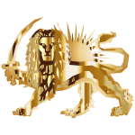 Polygonal Lion And Sun Gold