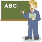 Male teacher teaching alphabet