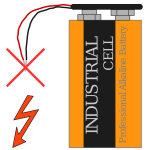 9 V battery with clip and short circuit