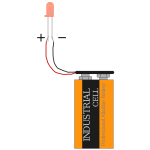 red led with 9 V battery and polarity