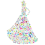 Woman Butterflies Dress Silhouette Polyprismatic No BG