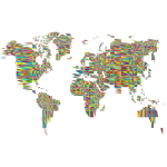 World Map Detailed Mesh Minus Ocean