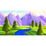 Geometric Serene Mountain Landscape