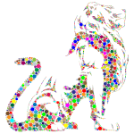 Stylistic Lion Silhouette Circles Prismatic