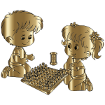 Boy And Girl Playing Chess By DG RA Gold