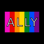 ALLY LGBT+ pride flag on black background