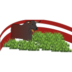 Vector graphics of bull grazing grass